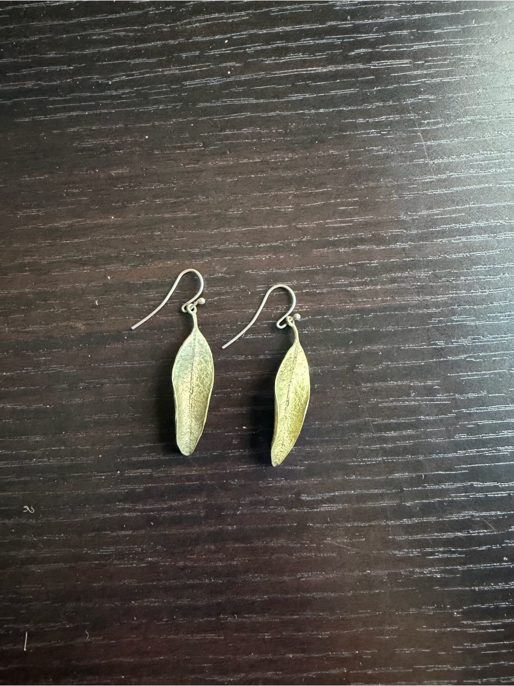 Bronze-toned Eucalyptus Long Leaf Drop Earrings